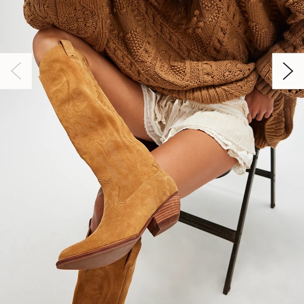 Jeffrey Campbell Tan Suede Knee-High Boots - Picture 2 of 6